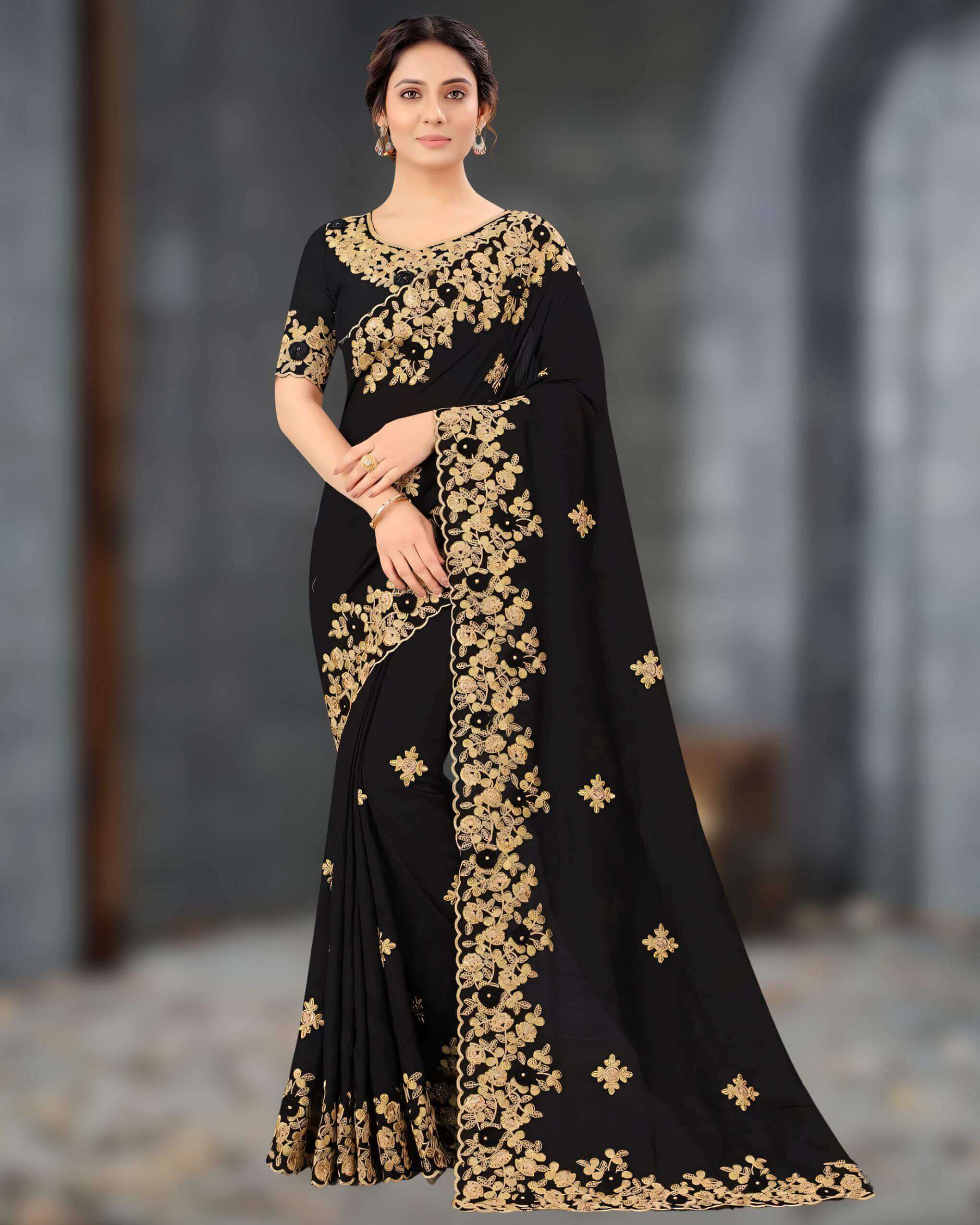 black-color-exclusive-weightless-georgette-and-embroidered-saree black-color-exclusive-weightless-georgette-and-embroidered-saree
