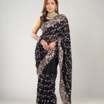 সফট জর্জেট ফেব্রিকের এক্সক্লুসিভ এমব্রয়ডারি পার্টি শাড়ি